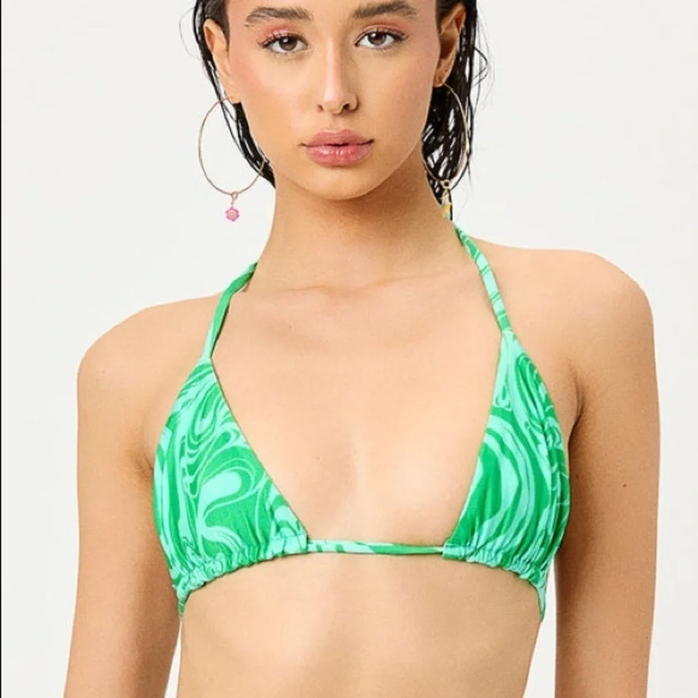 Frankie’s Bikinis Naomi Tia Triangle Top and Foxy Bikini Bottom Rainforest (592)